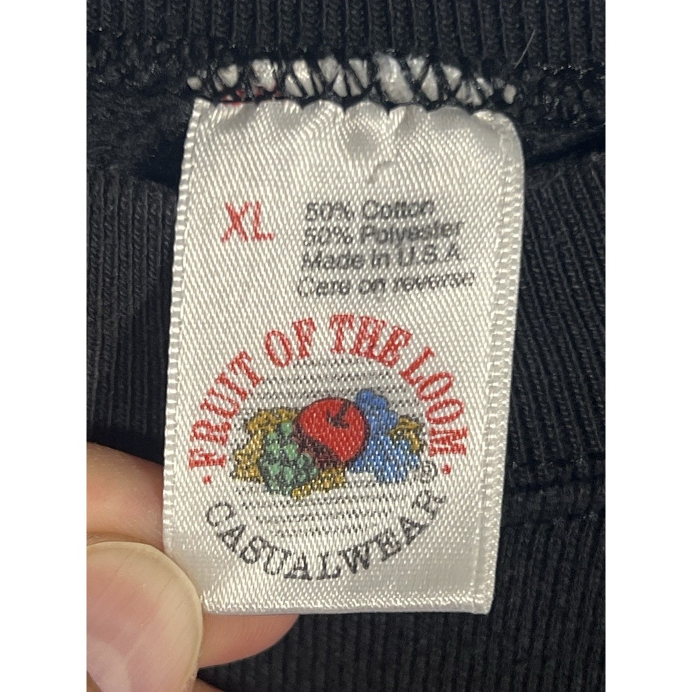 VTG Fruit Of The Loom Crew Neck Sweater Mens XL BlACK Made In USA 80s Faded 102 - Picture 2 of 4
